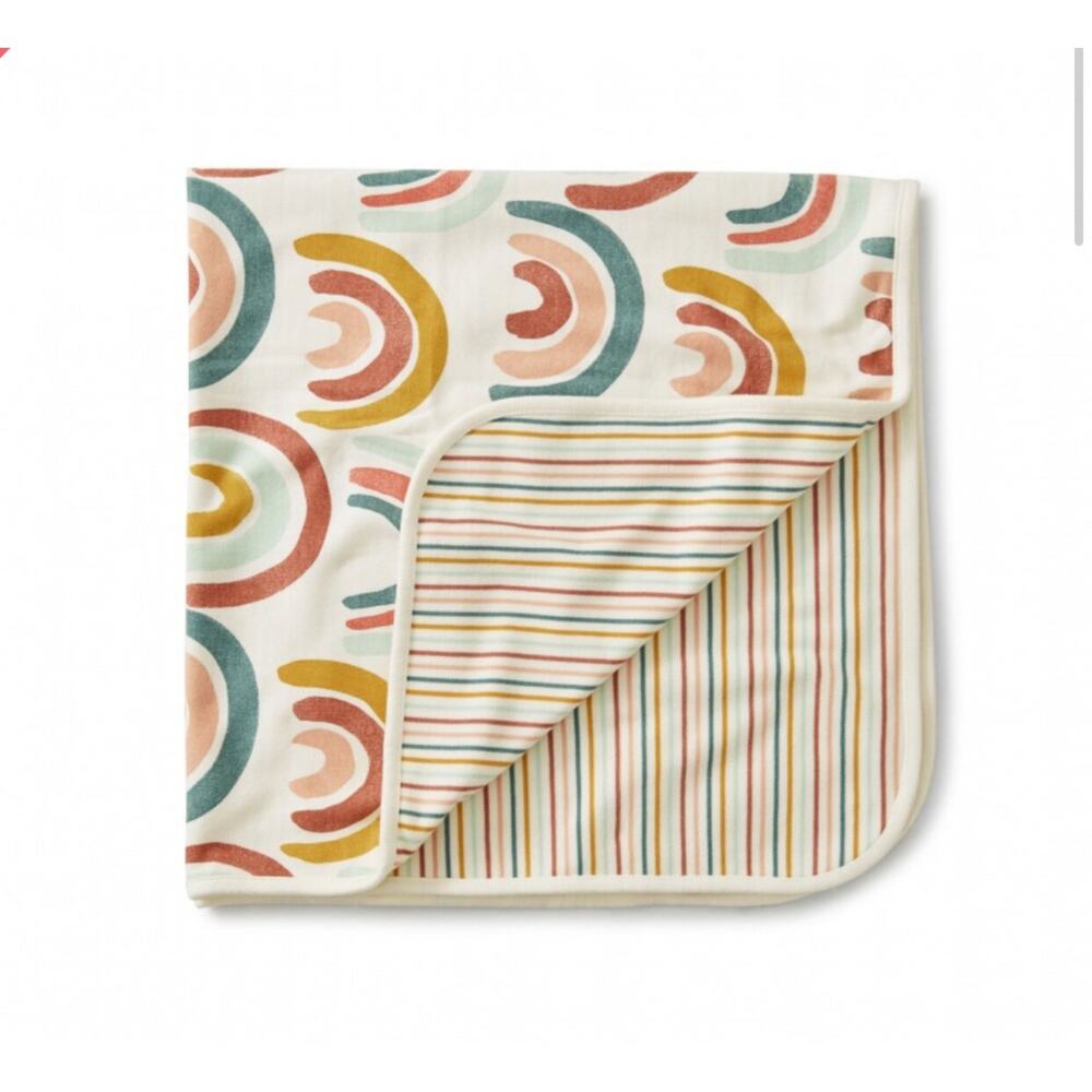 NEW Tea Collection Reversible Rainbow Stripes Blanket